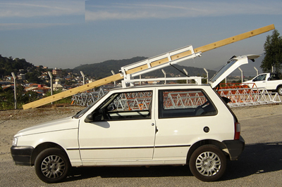 Rack Porta Escada Basculante 1 - Porte Leve - Exemplo Fiat UNO