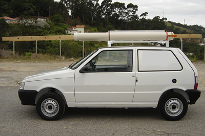 Rack Porta Escada Basculante 1 - Porte Leve - Exemplo Fiat UNO